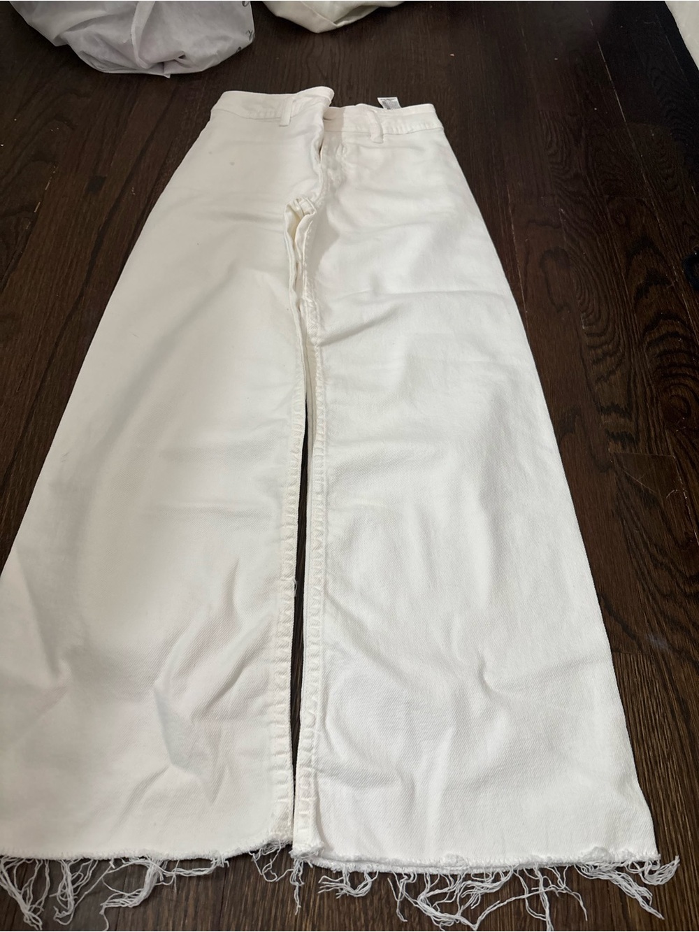 Girls White High-Rise Wide Leg Jeans